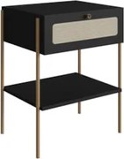 Mesa de Cabeceira Com 1 Gaveta Pé Metal Arlo A10 Nero/Dourado - Mpozen