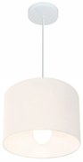 Lustre Pendente Cilíndrico Md-4113 Cúpula em Tecido 30x25cm Branco - Bivolt