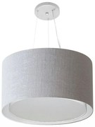 Lustre Pendente Cilíndrico Duplo Md-4299 Cúpula em Tecido 45x30cm Rustico Cinza - Bivolt