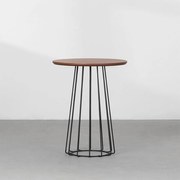 Mesa Lateral Loup Redonda Preto e Nozes - 56,5x45cm