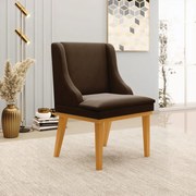 Kit 4 Cadeiras Decorativas Sala de Jantar Base Fixa de Madeira Firenze Suede Marrom/Castanho G19 - Gran Belo