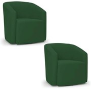 Poltrona Decorativa Base Giratória Kit 2 Stella Max Veludo D03 - D'Rossi - Verde