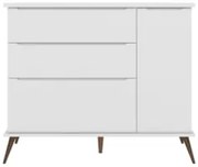 Cômoda Infantil 1 Porta 3 Gavetas 100% MDF Pés Retrô Mel Z39 Branco -