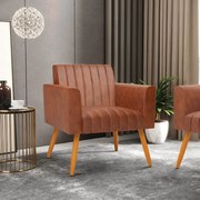 Kit 2 Poltronas Viena Gomada Corano Pés Palito Castanho D03 - D'Rossi - Nozes