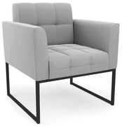Poltrona Elisa Suede Base Metálica Industrial Preto D03 - D'Rossi - Cinza