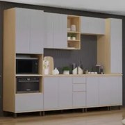 Armário de Cozinha 6 Peças CP04 e Tampo Pierre Carvalho/Cinza L01 - Mp