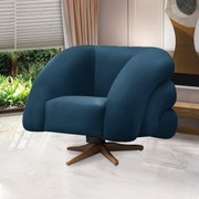 Poltrona Giratória Orgânica com Balanço kit 2 Tana Bouclê E03 - D'Rossi - Azul Marinho