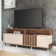 Rack Bancada de TV 70 Pol 180cm Graci Castanho/Off White - HB Móveis