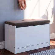 Sapateira Puff Cama Quarto Multifuncional Decoração Branco/marrom