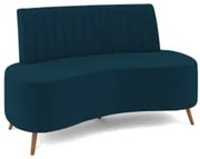 Sofá 2 Lugares para Sala Living 135cm Pés Palito Tamar Z08 Veludo Azul