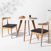 Conjunto Mesa de Jantar Square Redonda Branco - 88cm + 02 Cadeira Elbow - Madeira