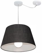 Lustre Pendente Cone Com Desvio Md-4273 Cúpula  21/30x40cm Preto - Bivolt