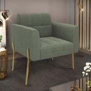 Poltrona Sala de Estar Pé de Ferro Dourado Elisa Bouclê D03 - D'Rossi  - Verde Pistache