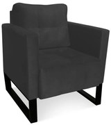 Poltrona Livia Suede Base Industrial Preto D01 - D'Rossi - Grafite