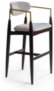 Banqueta com Braço Kezzie Estofada Detalhe em Metal Estrutura Madeira Liptus Design Sustentável