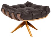 Puff Giratório Costela Couro Legítimo Base de Madeira MM30 M11 - D'Rossi - Couro Marrom