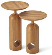 Mesa Auxiliar Yaghan Redonda Conjunto Estrutura Madeira Eucalipto