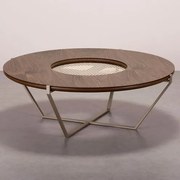 Mesa Centro Lira Nogueira Base Fendi Telha Palha - 78159 Sun House