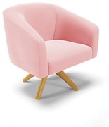 Poltrona Decorativa Giratória MA30 Kit 2 Stella Suede D03 - D'Rossi - Rosa Bebê