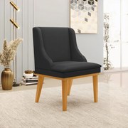 Kit 5 Cadeiras Decorativas Sala de Jantar Base Fixa de Madeira Firenze PU Preto Fosco/Castanho G19 - Gran Belo