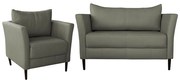Conjunto Sofá 2 Lugares com Poltrona Pés Palito Lubbock Couro Fendi G58 - Gran Belo