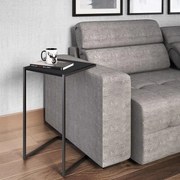 Mesa Lateral Encosto para Sofá Industrial Preto/Preto