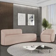 Sofá 4 Lugares 220cm Wendi e Poltrona Steve Boucle Rose I01  - Mpozena