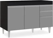 Balcão Gabinete 120cm 3 Portas 2 Gavetas Michigan Preto/Cinza - Lumil