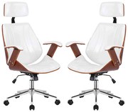 Kit 2 Cadeiras de Escritório Juliette Presidente Giratória Branca G24 - Gran Belo