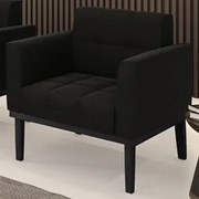 Poltrona Decorativa Base Madeira Preto Ana Suede Preto - Ibiza
