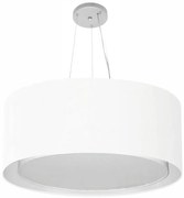 Lustre Pendente Cilíndrico Duplo Md-4302 Cúpula em Tecido 60x30cm Branco - Bivolt