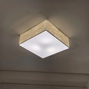 Plafon Quadrado Md-3001 Cúpula em Tecido 12/35x35cm Rústico Bege - Bivolt