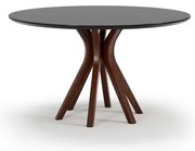 Mesa Jantar Delfim Redonda Castanho Com Vidro Preto 140cm - 76945 Sun House