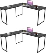 Kit 2 Mesas de Escritório Office em L 150x150cm Estilo Industrial Pris