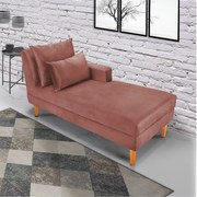 Divã Chaise Chloe 160 cm Veludo Pés Chanfrado Castanho M11 - D'Rossi - Rose