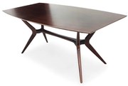 Mesa de Jantar Pé Palito Tampo Barril Acabamento Laminado Madeira Maciça Eucalipto Design Retrô