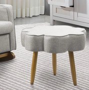 Puff Decorativo Pé Palito de Madeira Sala Flower Linho E03 - D'Rossi - Cinza