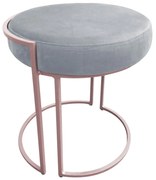 Puff Redondo Base Industrial Rosê Love Suede - Cinza