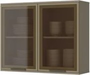 Armário Aéreo 80cm 2 Portas de Vidro Connect Duna/Cristal - Henn