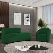 Sofá 2 Lugares Orgânico 140cm Morgan e Poltrona Lua Suede Verde