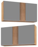 Kit 02 Armários Aéreo de Cozinha Lavanderia 02 Portas Agata 100 cm L06 - D'Rossi - Castanho e Cinza