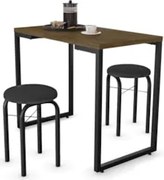 Conjunto Mesa de Cozinha Prattica Industrial 90cm com 2 Banquetas F02