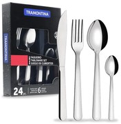 Jogo Faqueiro Luxo Tramontina Malibu em A&ccedil;o Inox Liso 24 Pe&ccedil;as