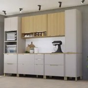 Armário Cozinha 6 Peças CP02 e Tampo Marina Cinammon/Freijó L01 - Mpoz