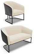 Namoradeira e Poltrona Industrial Preto Stella Pto/Linho D03 - D'Rossi - Bege