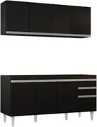 Armário Aéreo Nevada e Balcão Para Pia 160cm Arkansas Preto - Lumil Mó