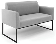 Sofá Namoradeira com 2 Poltronas Base Industrial Preto Marisa Suede - Cinza