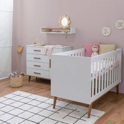 Kit Quarto Infantil Ludmila - Berço + Cômoda 4 Gavetas e 1 Porta - Branco Fosco