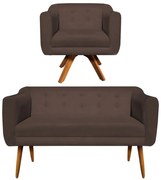 KIT 01 NAMORADEIRA E 01 POLTRONA GIRATOR - Marrom