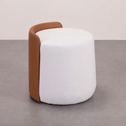 Puff Elano Estofado Trama White Courino Caramelo 53cm - 78189 Sun House